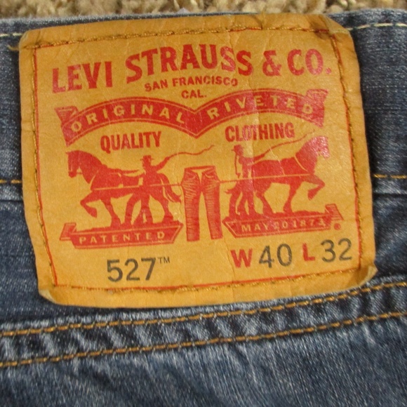 Levi's Jeans Men's 41x32 Dark‎ Wash 527 Slim Bootcut 100% Cotton Rigid Denim - Picture 5 of 8